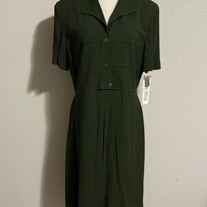 Vintage Julian Taylor New York Women's Dress Size 14 Made In USA Navy Green